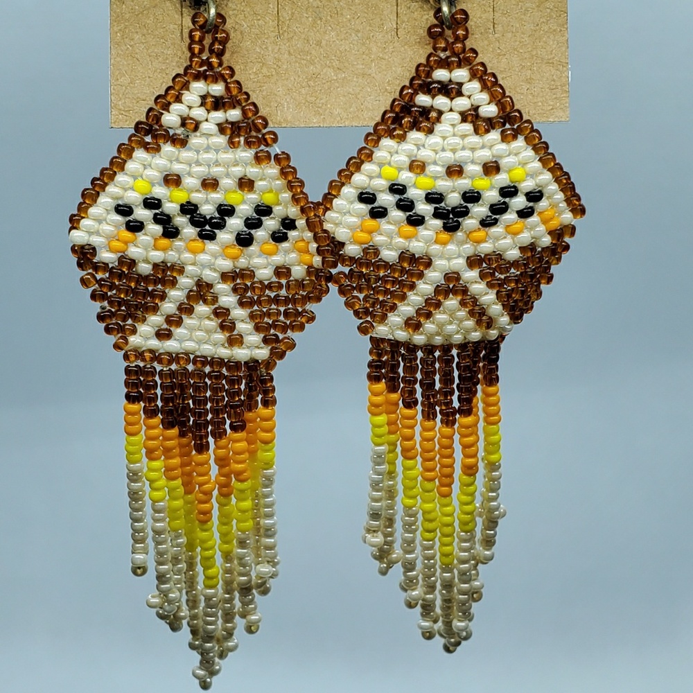 Handmade Eagle Native beaded hanging earring